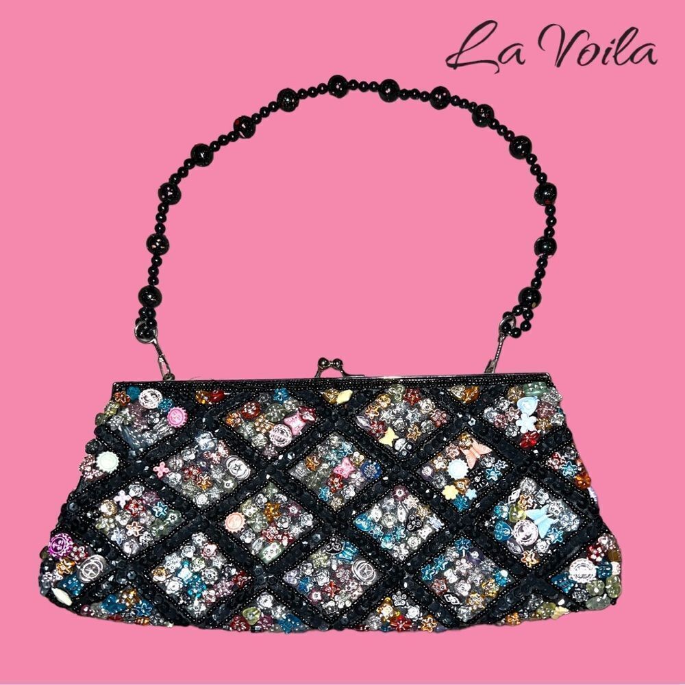 Vintage La Voila dainty beaded clutch with beaded strap!